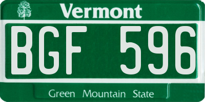 VT license plate BGF596