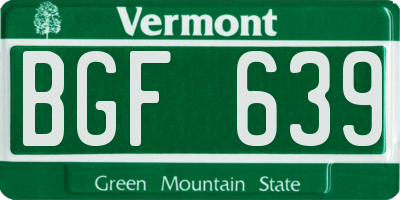 VT license plate BGF639