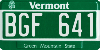 VT license plate BGF641