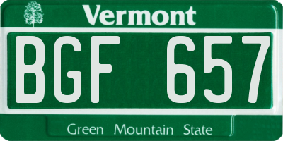 VT license plate BGF657