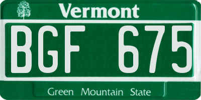 VT license plate BGF675