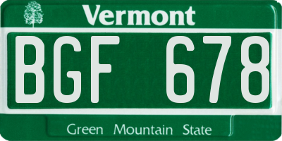 VT license plate BGF678