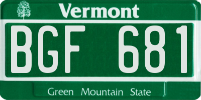 VT license plate BGF681