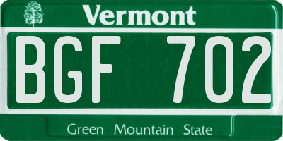 VT license plate BGF702