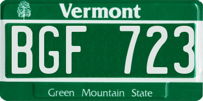 VT license plate BGF723