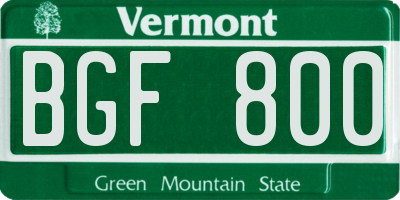VT license plate BGF800