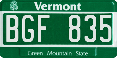 VT license plate BGF835