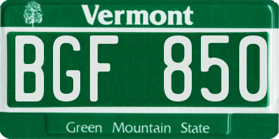 VT license plate BGF850