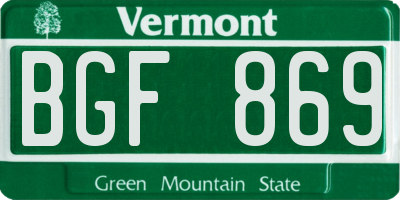 VT license plate BGF869