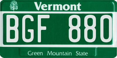 VT license plate BGF880