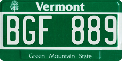 VT license plate BGF889