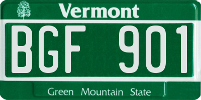 VT license plate BGF901