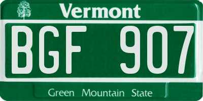 VT license plate BGF907