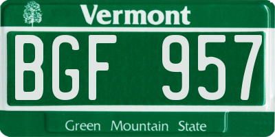 VT license plate BGF957