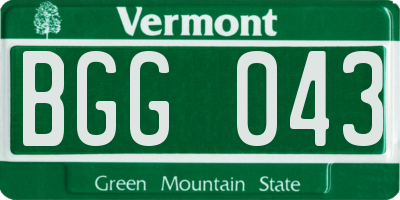 VT license plate BGG043