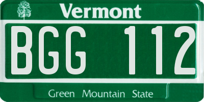 VT license plate BGG112