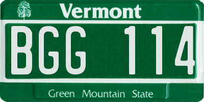 VT license plate BGG114