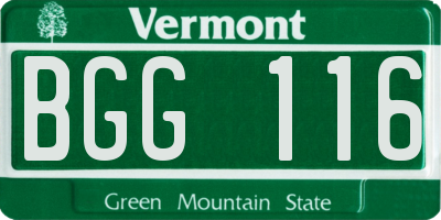 VT license plate BGG116