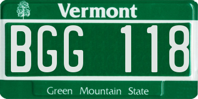 VT license plate BGG118