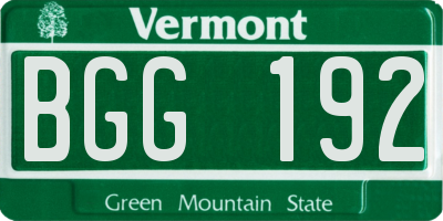 VT license plate BGG192
