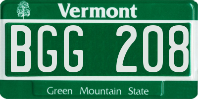 VT license plate BGG208