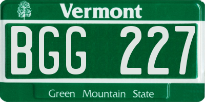 VT license plate BGG227