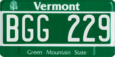 VT license plate BGG229