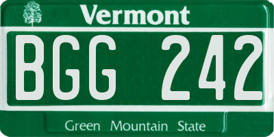 VT license plate BGG242
