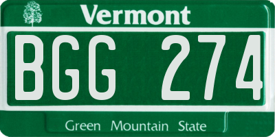 VT license plate BGG274