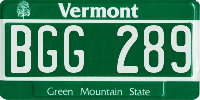 VT license plate BGG289