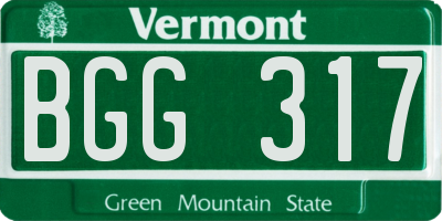 VT license plate BGG317