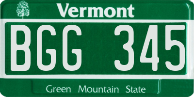 VT license plate BGG345