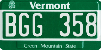 VT license plate BGG358