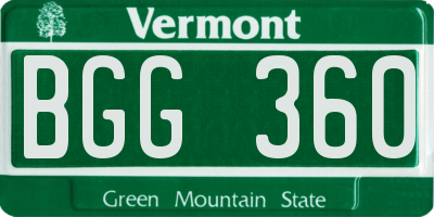 VT license plate BGG360