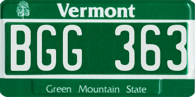 VT license plate BGG363