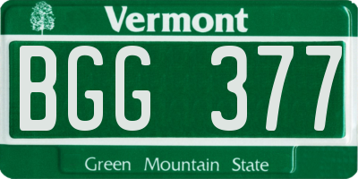 VT license plate BGG377