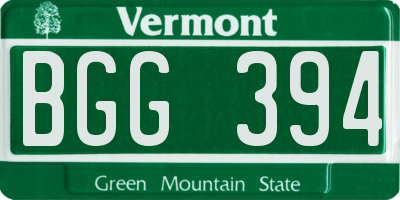 VT license plate BGG394