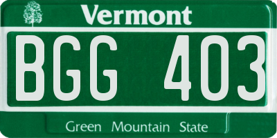 VT license plate BGG403