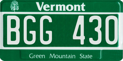 VT license plate BGG430