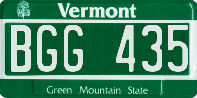 VT license plate BGG435