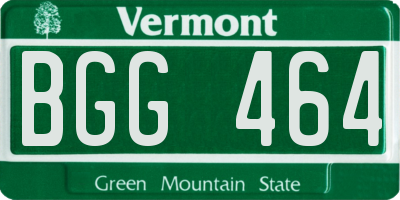 VT license plate BGG464