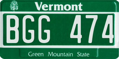 VT license plate BGG474