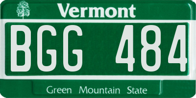 VT license plate BGG484