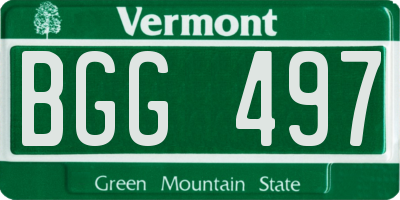 VT license plate BGG497