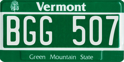 VT license plate BGG507