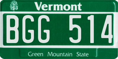 VT license plate BGG514