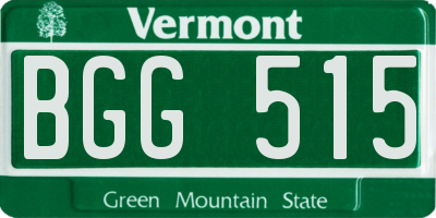 VT license plate BGG515