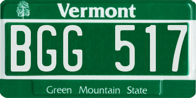 VT license plate BGG517