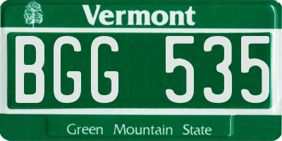 VT license plate BGG535