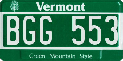 VT license plate BGG553